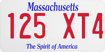MA license plate 125XT4