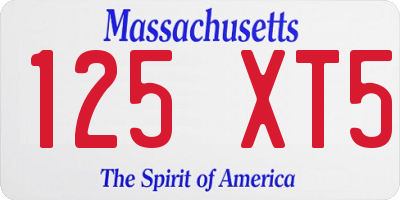 MA license plate 125XT5