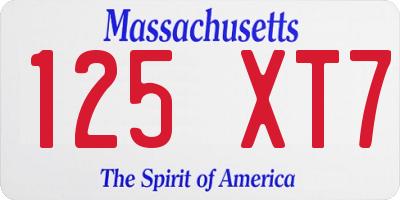 MA license plate 125XT7
