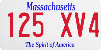 MA license plate 125XV4