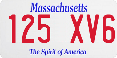 MA license plate 125XV6