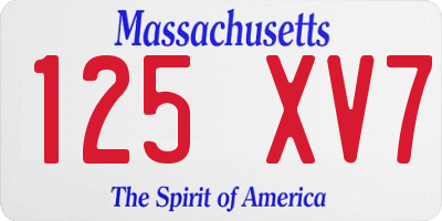 MA license plate 125XV7
