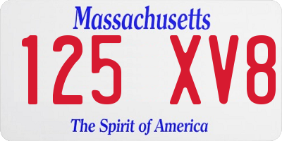 MA license plate 125XV8