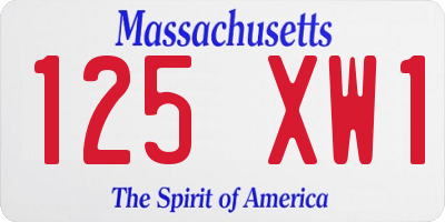 MA license plate 125XW1