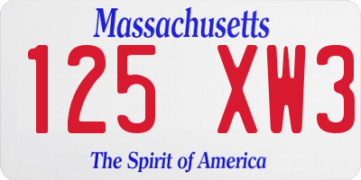 MA license plate 125XW3