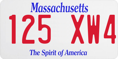 MA license plate 125XW4