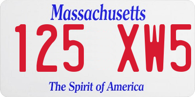 MA license plate 125XW5