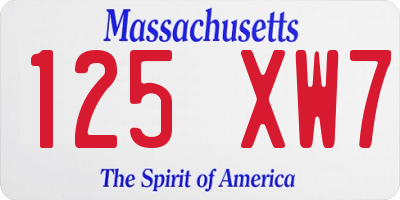 MA license plate 125XW7