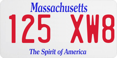 MA license plate 125XW8