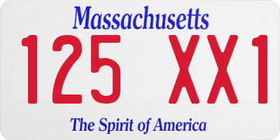 MA license plate 125XX1