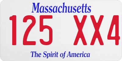 MA license plate 125XX4