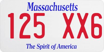 MA license plate 125XX6