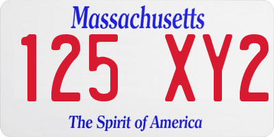 MA license plate 125XY2