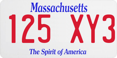 MA license plate 125XY3