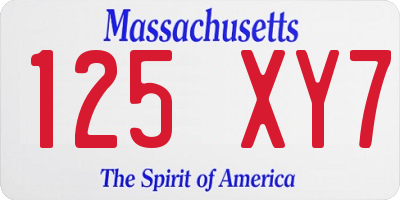 MA license plate 125XY7
