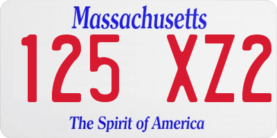 MA license plate 125XZ2