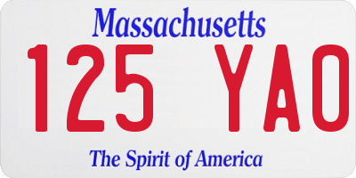 MA license plate 125YA0