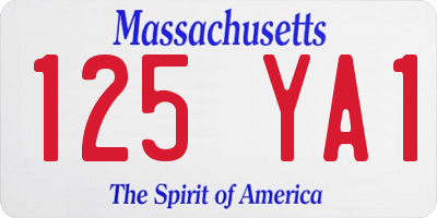 MA license plate 125YA1