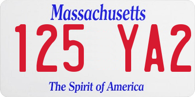 MA license plate 125YA2