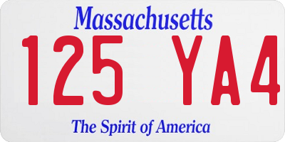 MA license plate 125YA4