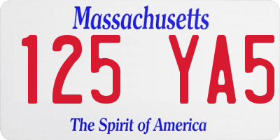 MA license plate 125YA5