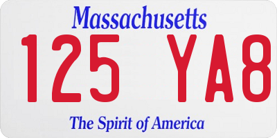 MA license plate 125YA8