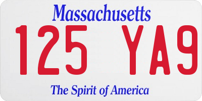 MA license plate 125YA9