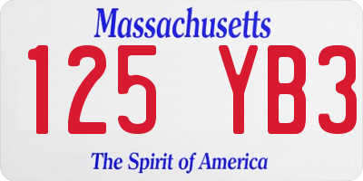 MA license plate 125YB3