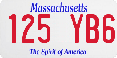 MA license plate 125YB6