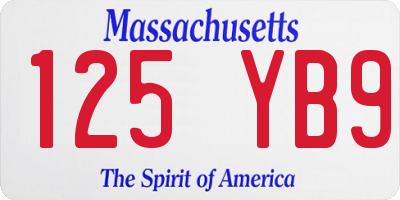 MA license plate 125YB9