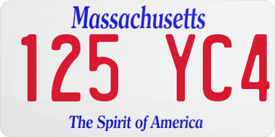 MA license plate 125YC4