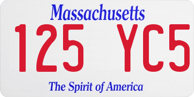 MA license plate 125YC5