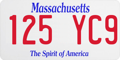 MA license plate 125YC9