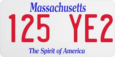 MA license plate 125YE2