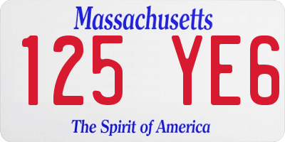 MA license plate 125YE6