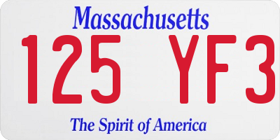 MA license plate 125YF3