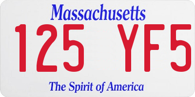 MA license plate 125YF5