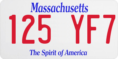 MA license plate 125YF7