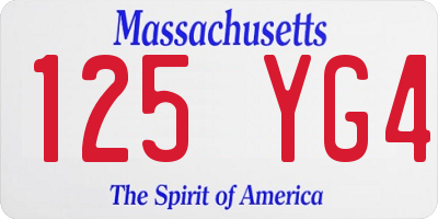 MA license plate 125YG4