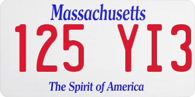 MA license plate 125YI3
