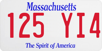 MA license plate 125YI4