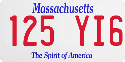 MA license plate 125YI6