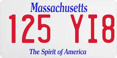 MA license plate 125YI8