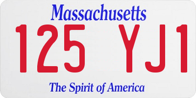 MA license plate 125YJ1