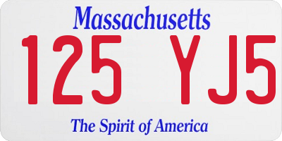 MA license plate 125YJ5