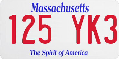 MA license plate 125YK3