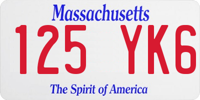 MA license plate 125YK6