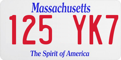 MA license plate 125YK7