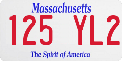 MA license plate 125YL2