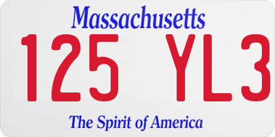 MA license plate 125YL3